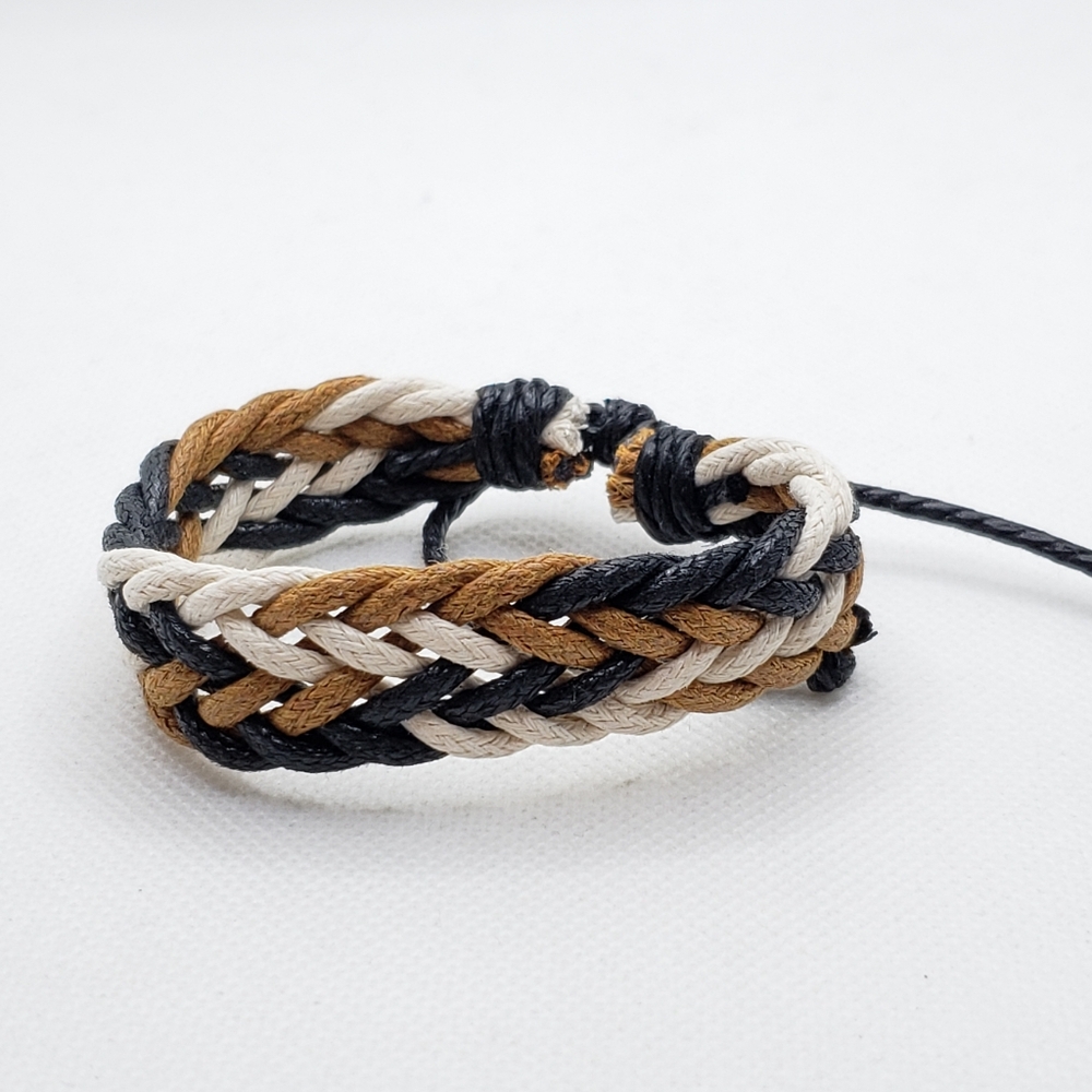 Braided Black, Brown, and Ivory Bracelet